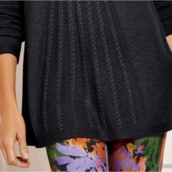 Soft Surroundings Sydney Cable Knit Wool Blend Sweater in Black Size Small - Picture 3 of 12